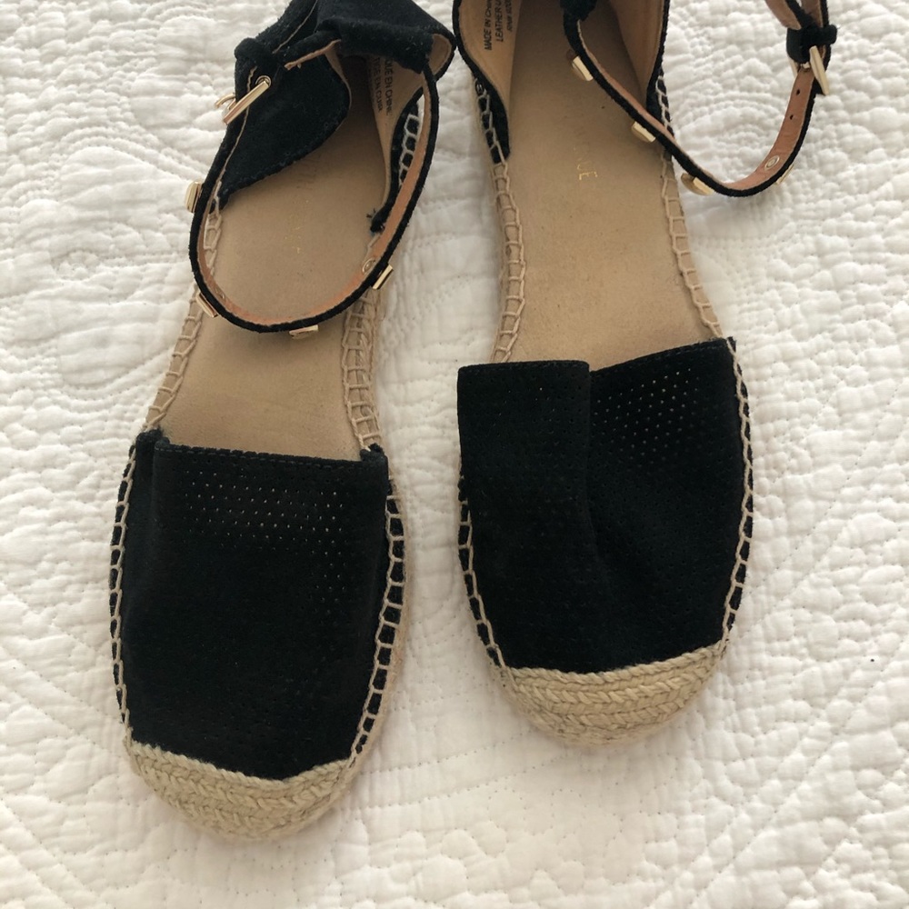 Espadrille flat with studded ankle strap